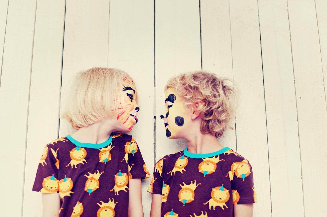 2 Boys in Lion t-shirts and Painted Faces