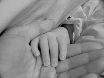 mother baby hands