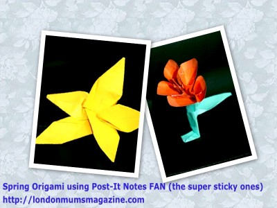 spring origami post it notes fan