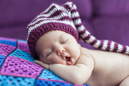 New Year's resolutions Dreams Baby sleeping purple background