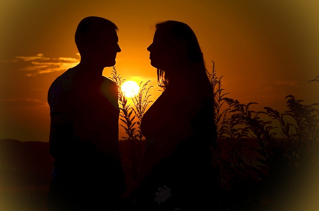 couple kiss at dawn morning sex