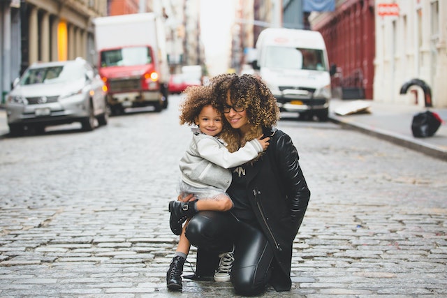mum and daughter on the street