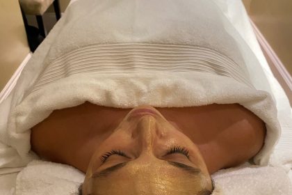 Monica Costa having a beauty treatment facial