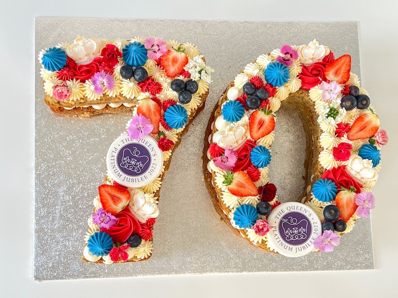 Jubilee cake in the shape of the number 70 
