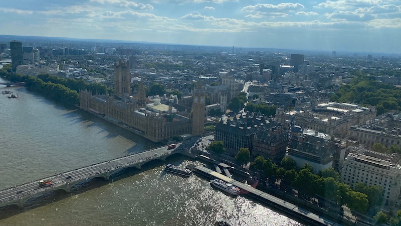 Big Ben and Westminster Parliament view from the London Eye 