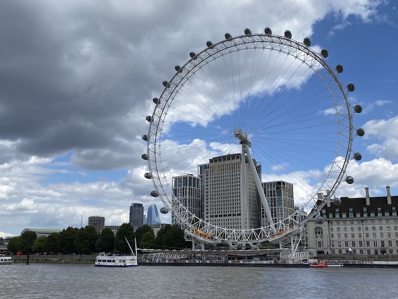 London Eye view from Westminster riverbank 