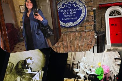 Monica Costa posing for mums magazine while at Charles Dickens Museum home london
