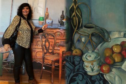 Monica Costa editor London Mums magazine posing at tate modern in cezanne studio posing for mums magazine