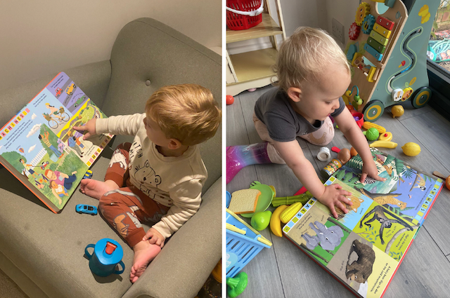 babies reading Britannica’s BABY Encyclopaedia for curious kids aged 0 to 3 