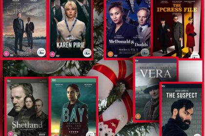 TV detective series christmas gifts collage showing new DVD covers