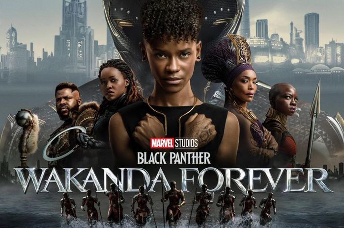 Poster of Wakanda Forever black panther warriors posing 