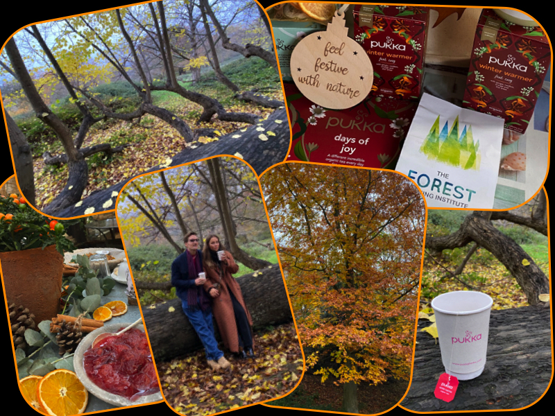 Forest bathing and tea ceremony including Oliver Proudlock and model wife Emma Louise Connolly picture by london mums magazine 