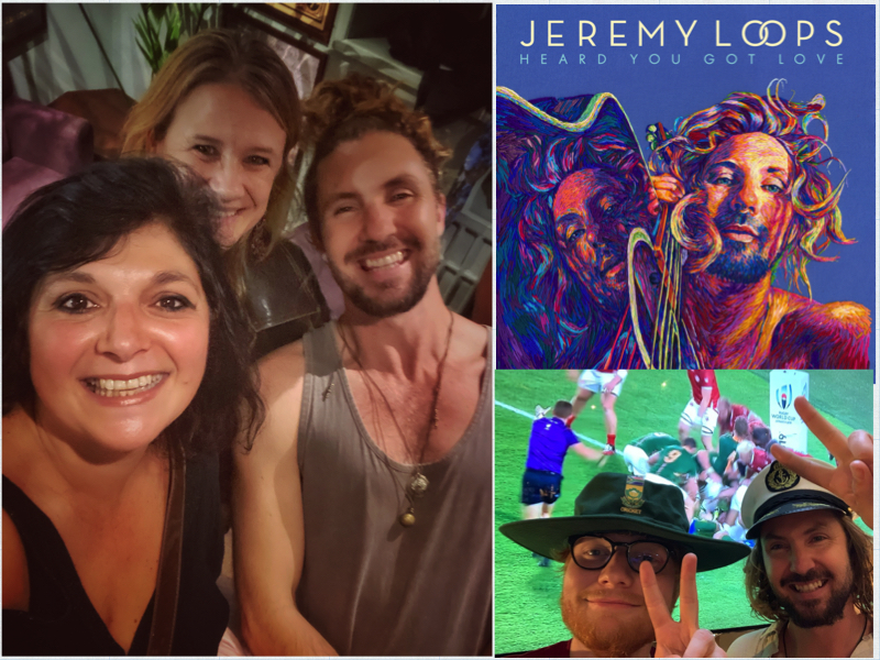 Jeremy Loops wearing a brown shirt taking a selfie with London Mums magazine editor Monica Costa 