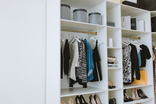 clothes in wardrobe