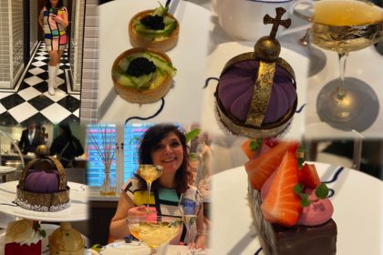 Coronation afternoon tea great scotland yard hotel monica costa posing for london mums magazine