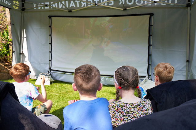 children at outdoor cinema in jersey 