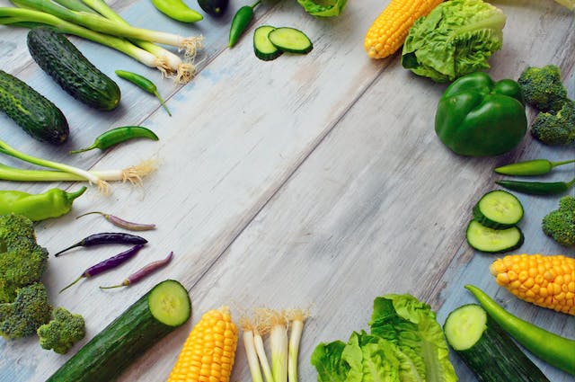 vegetables on a table 