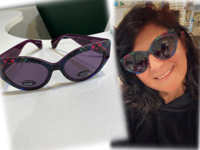 eye health review monica costa wearing vivienne westwood glasses collage