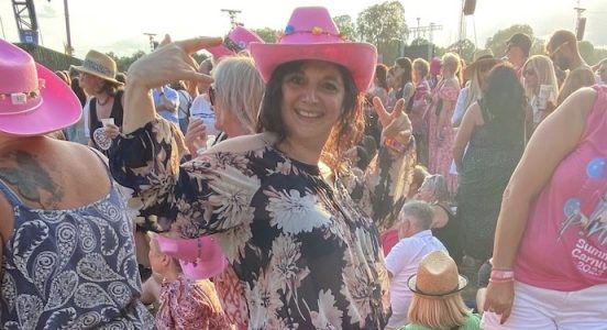 cowgirl monica costa wearing cowboy hat at BST london mums magazine