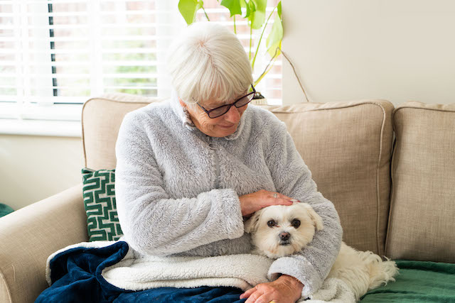 grandmother with dog