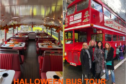 Halloween bus tour london collage