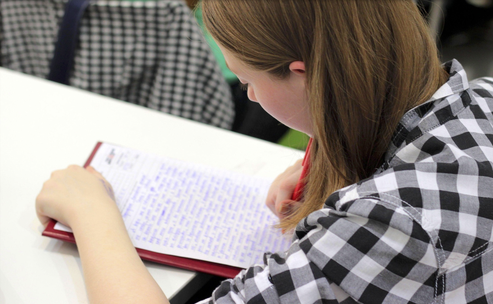 student writing